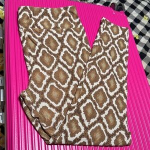 Brown and White Geometric Patterned Pants